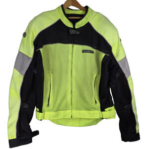 Vtg Fieldsheer Jacket Mens XL Neon Green Padded Motorcycle Biking Coat Road Rash